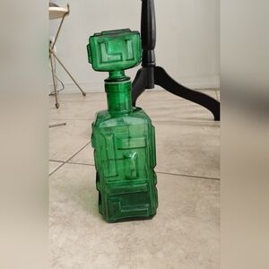 Empoli Italian Green Geometric Glass Decanter